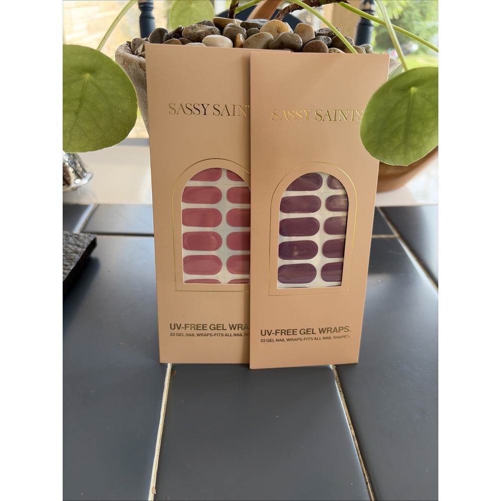 Sassy Saints UV Free Gel Nail Wraps - NEW Set: Dusty Blush & Bare Mulberry (D1)